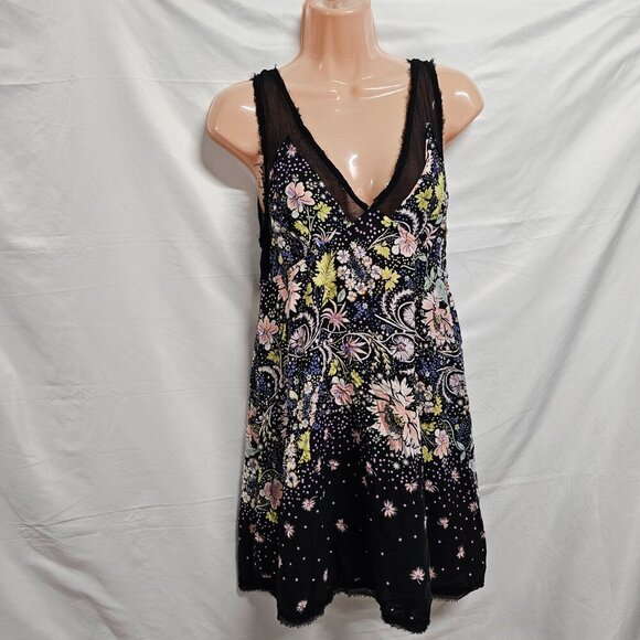 Free People Intimately Free Longwood Printed Slip Dress Size M Black - Picture 13 of 15